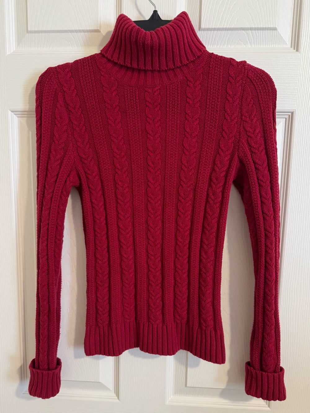 Express Red Cable Knit Turtleneck Sweater